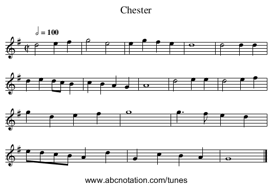 Chester - staff notation