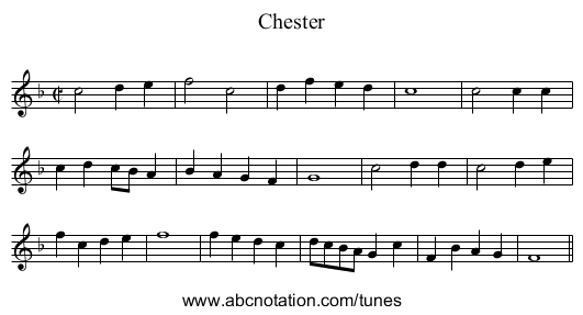 Chester - staff notation