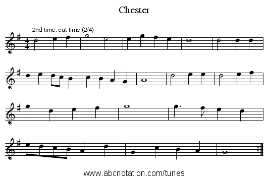 Chester - staff notation