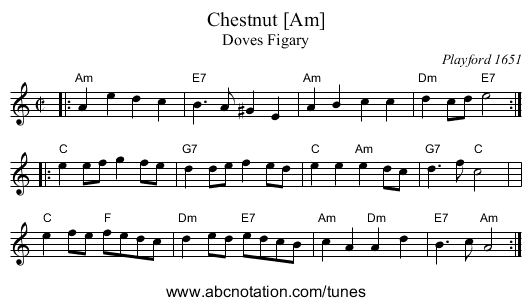 Chestnut [Am] - staff notation