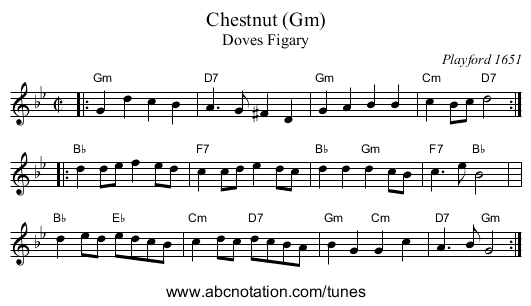 Chestnut (Gm) - staff notation