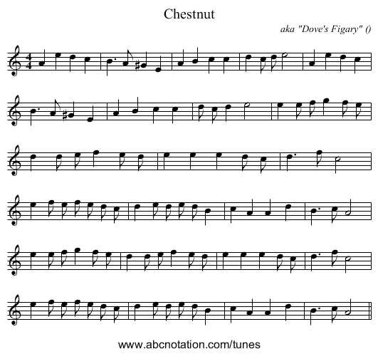 Chestnut - staff notation