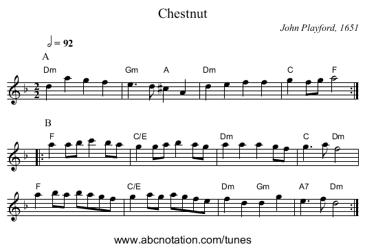 Chestnut - staff notation