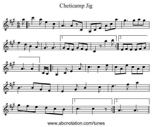 Cheticamp Jig - staff notation