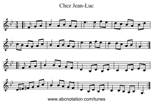 Chez Jean-Luc - staff notation