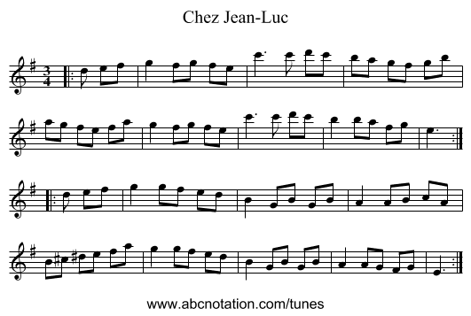Chez Jean-Luc - staff notation