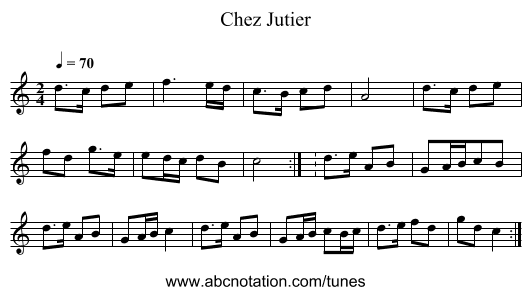 Chez Jutier - staff notation