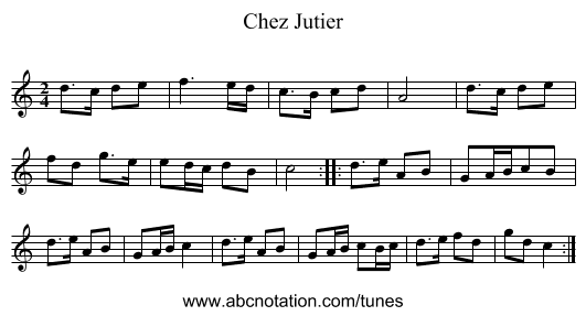 Chez Jutier - staff notation