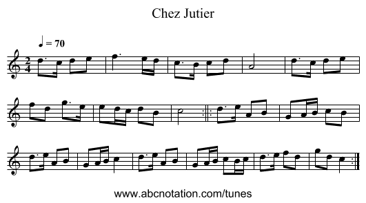 Chez Jutier - staff notation