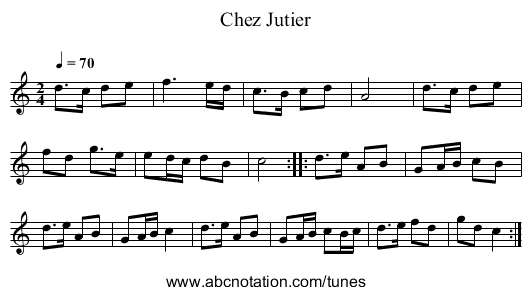 Chez Jutier - staff notation