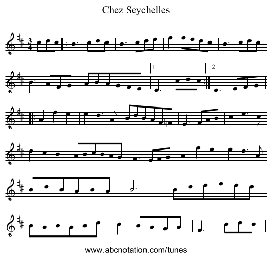 Chez Seychelles - staff notation