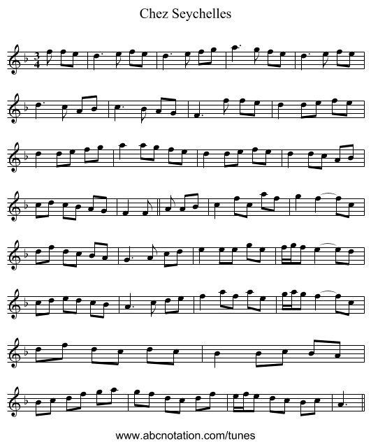 Chez Seychelles - staff notation