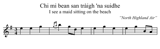 Chi mi bean san tràigh 'na suidhe - staff notation