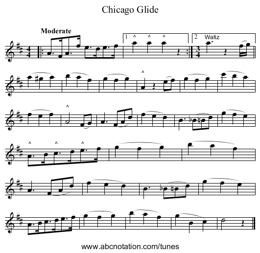 Chicago Glide - staff notation