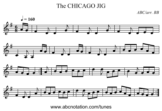 CHICAGO JIG, The - staff notation