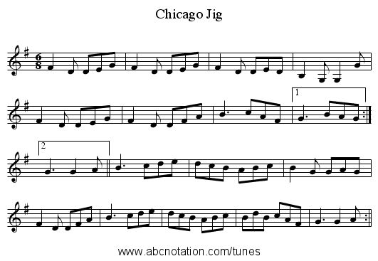 Chicago Jig - staff notation