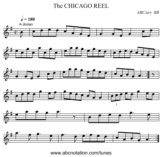 CHICAGO REEL, The - staff notation