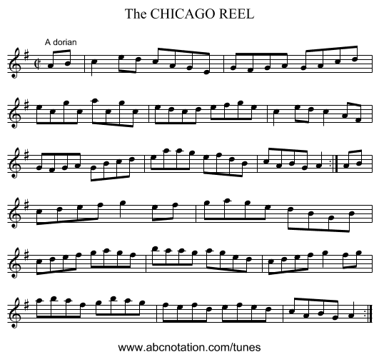 CHICAGO REEL, The - staff notation