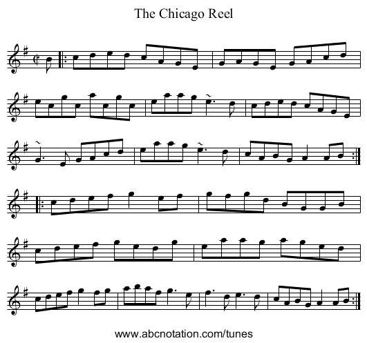 Chicago Reel, The - staff notation