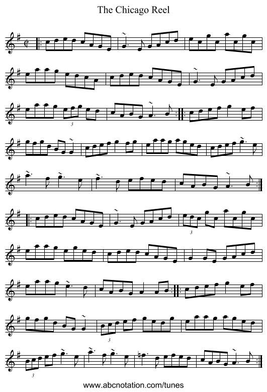 Chicago Reel, The - staff notation