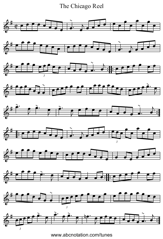 Chicago Reel, The - staff notation