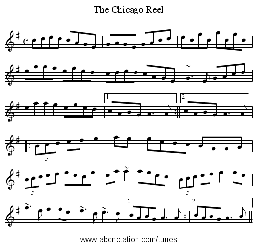 Chicago Reel, The - staff notation