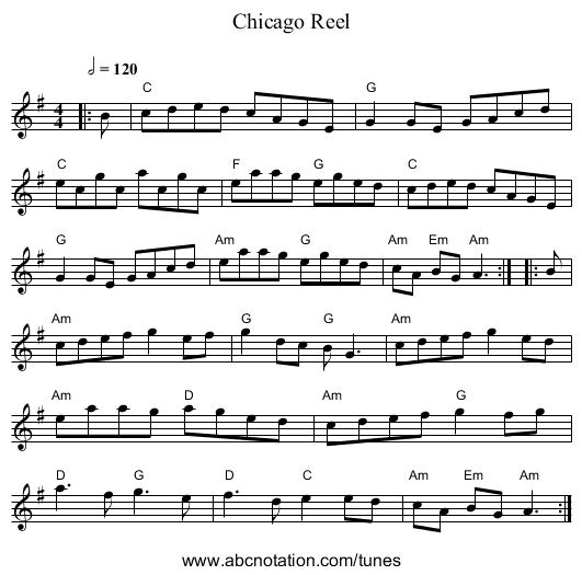 Chicago Reel - staff notation