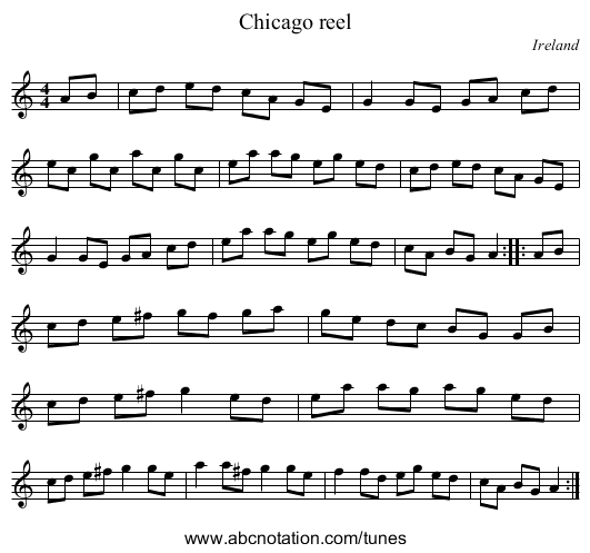 Chicago reel - staff notation