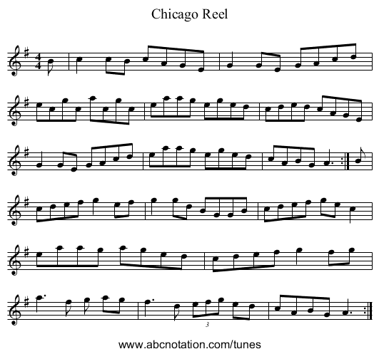 Chicago Reel - staff notation