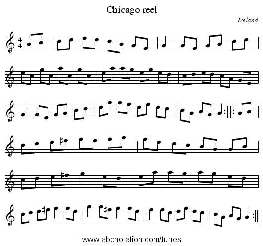 Chicago reel - staff notation