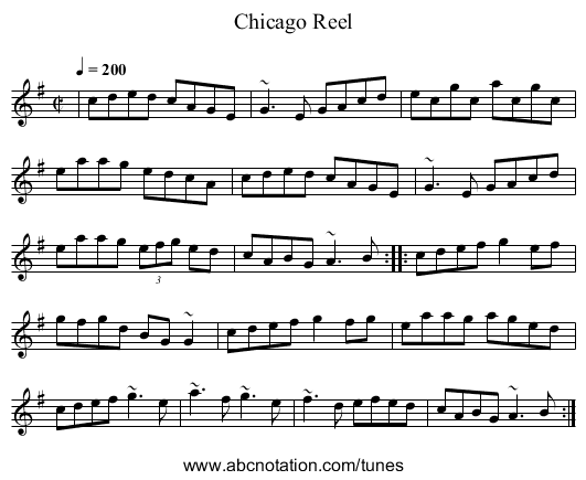 Chicago Reel - staff notation