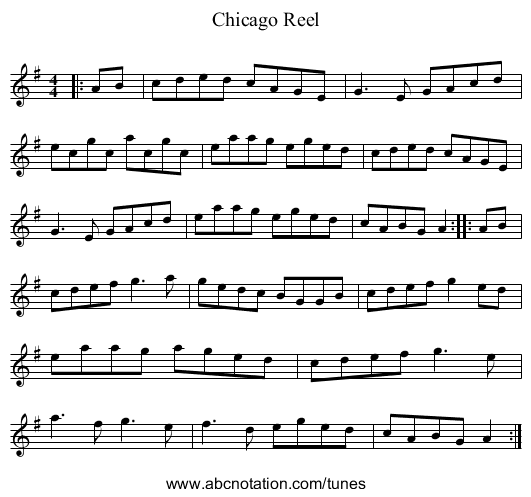 Chicago Reel - staff notation