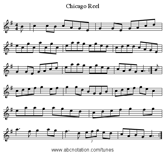 Chicago Reel - staff notation