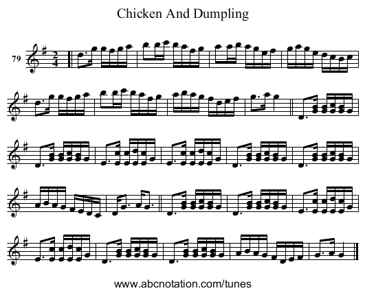 Chicken And Dumpling - staff notation