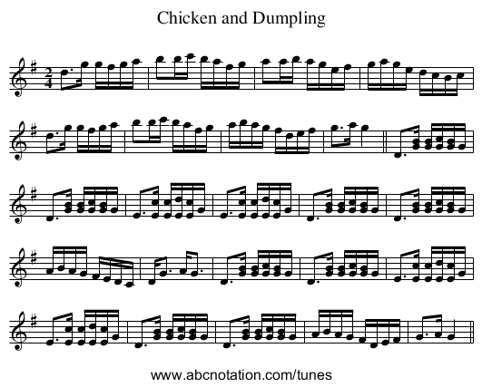 Chicken and Dumpling - staff notation