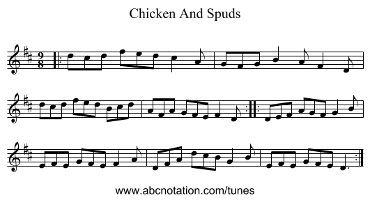 Chicken And Spuds - staff notation