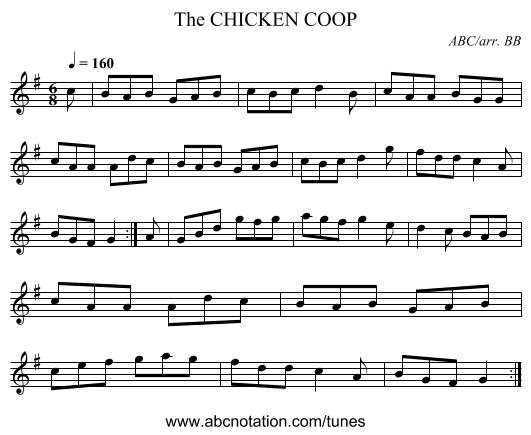 CHICKEN COOP, The - staff notation