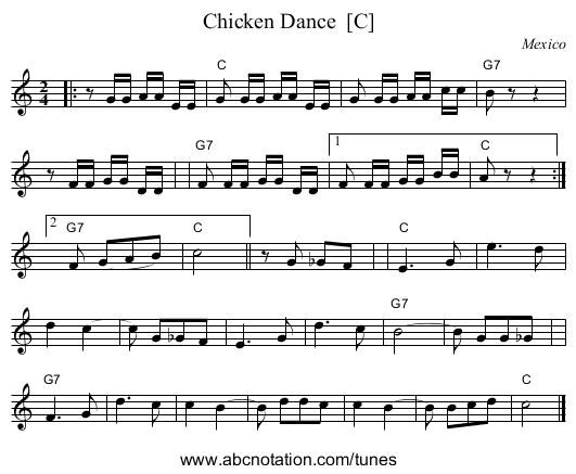 Chicken Dance  [C] - staff notation