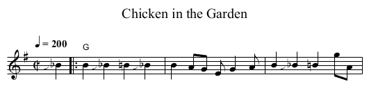 Chicken in the Garden - staff notation