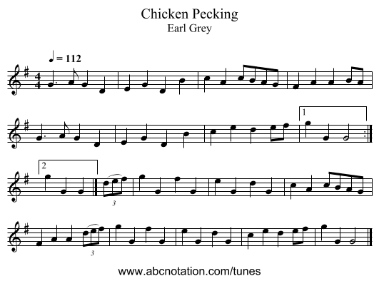 Chicken Pecking - staff notation