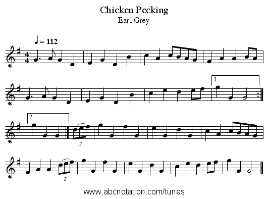 Chicken Pecking - staff notation