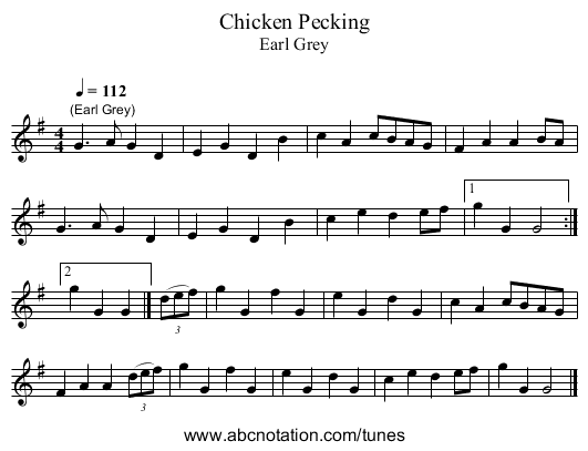 Chicken Pecking - staff notation