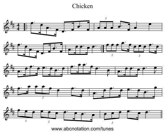 Chicken - staff notation