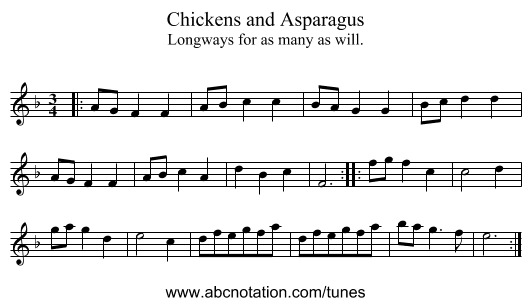 Chickens and Asparagus - staff notation