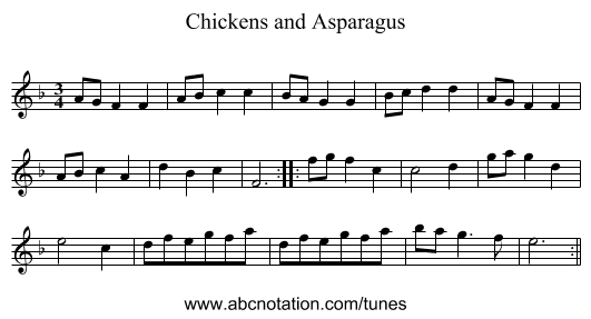 Chickens and Asparagus - staff notation