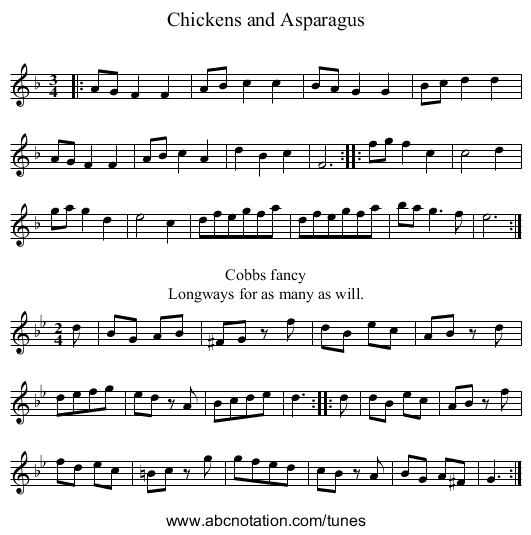 Chickens and Asparagus - staff notation