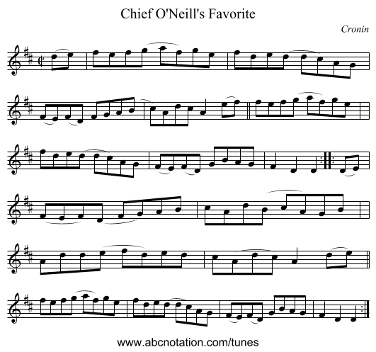 Chief O'Neill's Favorite - staff notation