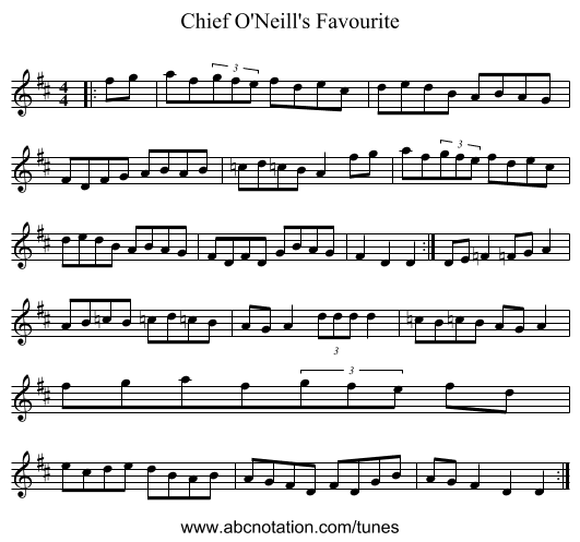 Chief O'Neill's Favourite - staff notation