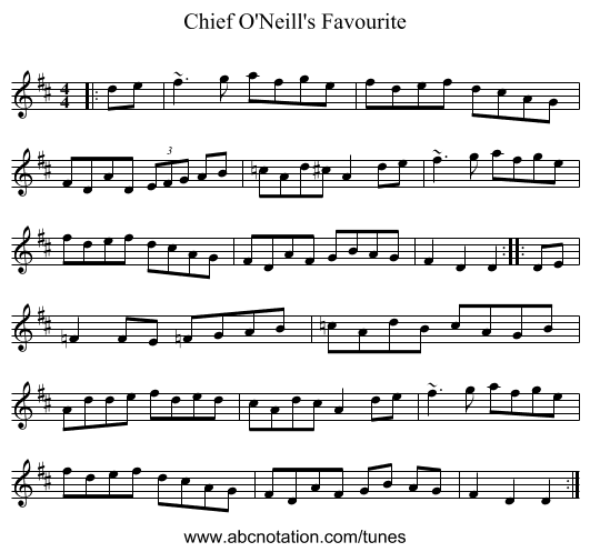 Chief O'Neill's Favourite - staff notation