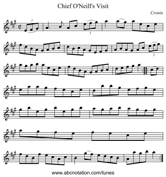 Chief O'Neill's Visit - staff notation